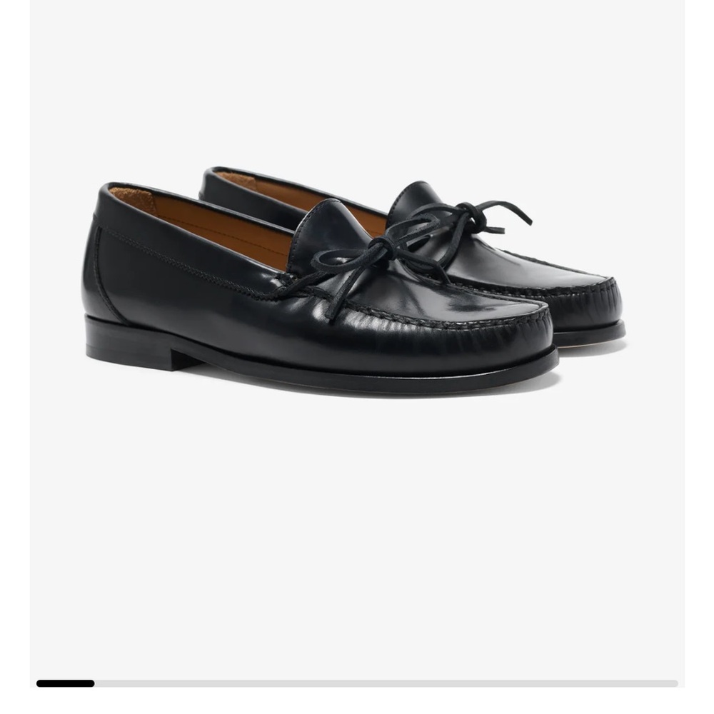 Noah Bow Black Leather Loafers